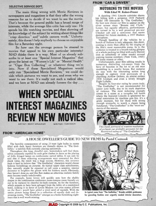 When Special Interest Magazines Review New Movies (1974) 