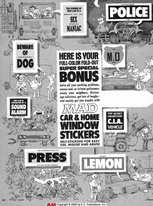 MAD Car & Home Window Sticker (1981)