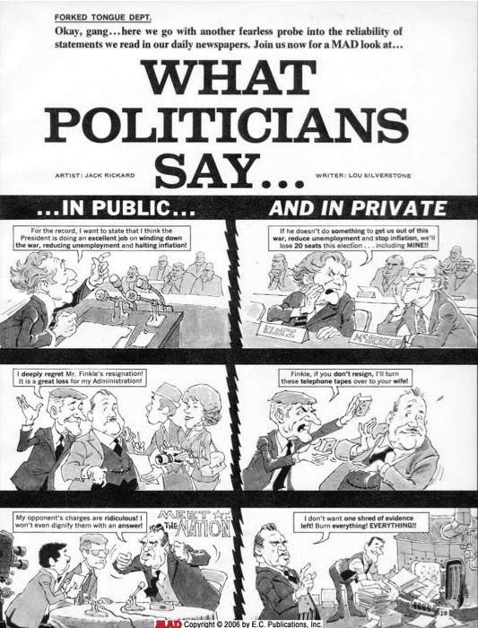 What Politicians Say....  (1972) Mini Comic