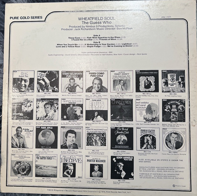 The Guess Who Wheatfield Soul back cover