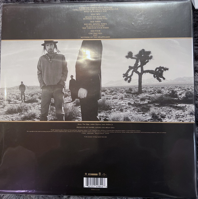U2 The Joshua Tree 2017 reissue back cover