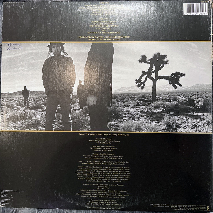 U2 The Joshua Tree ISX 1127 back cover