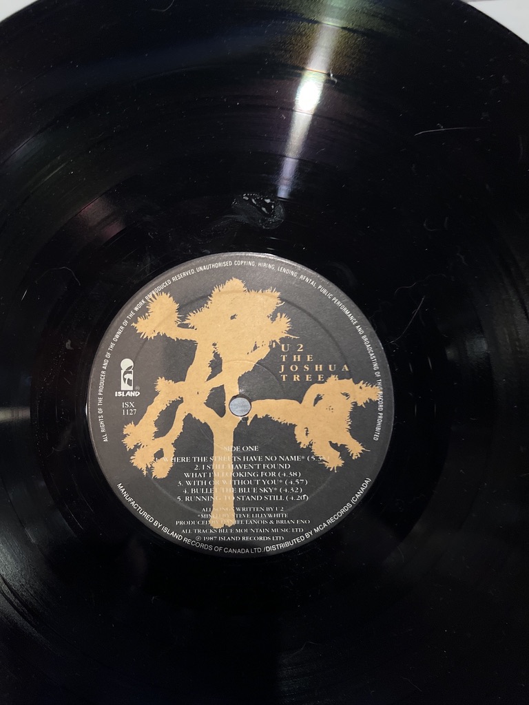U2 The Joshua Tree ISX 1127 side one label