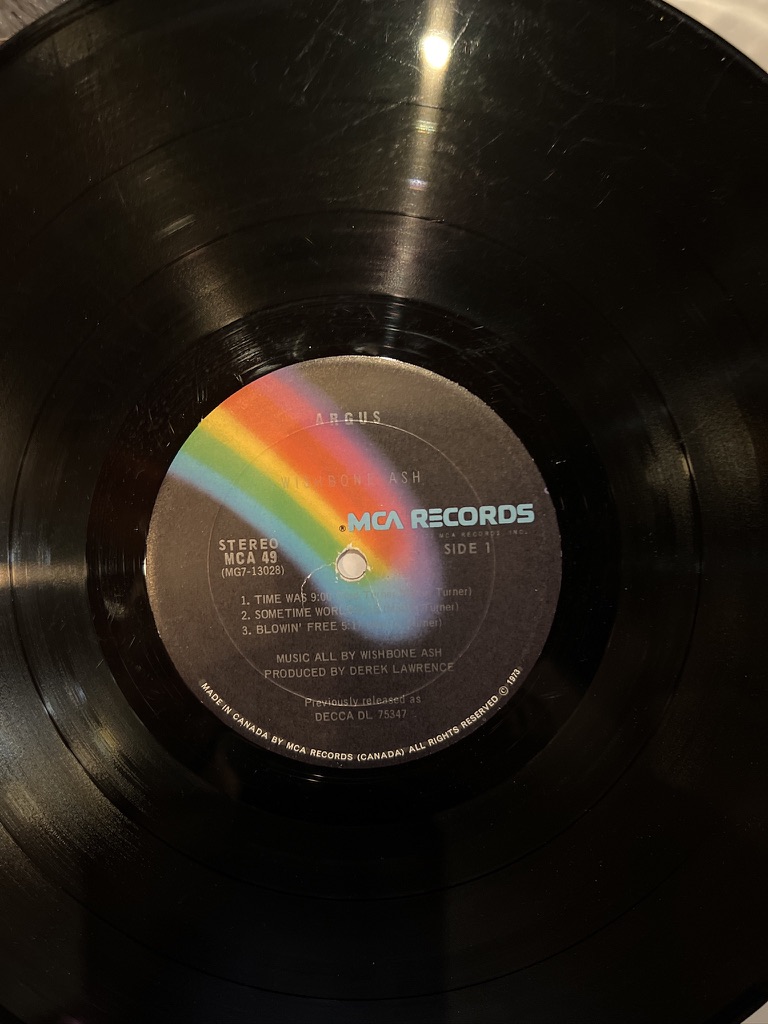 Wishbone Ash Argus side one label