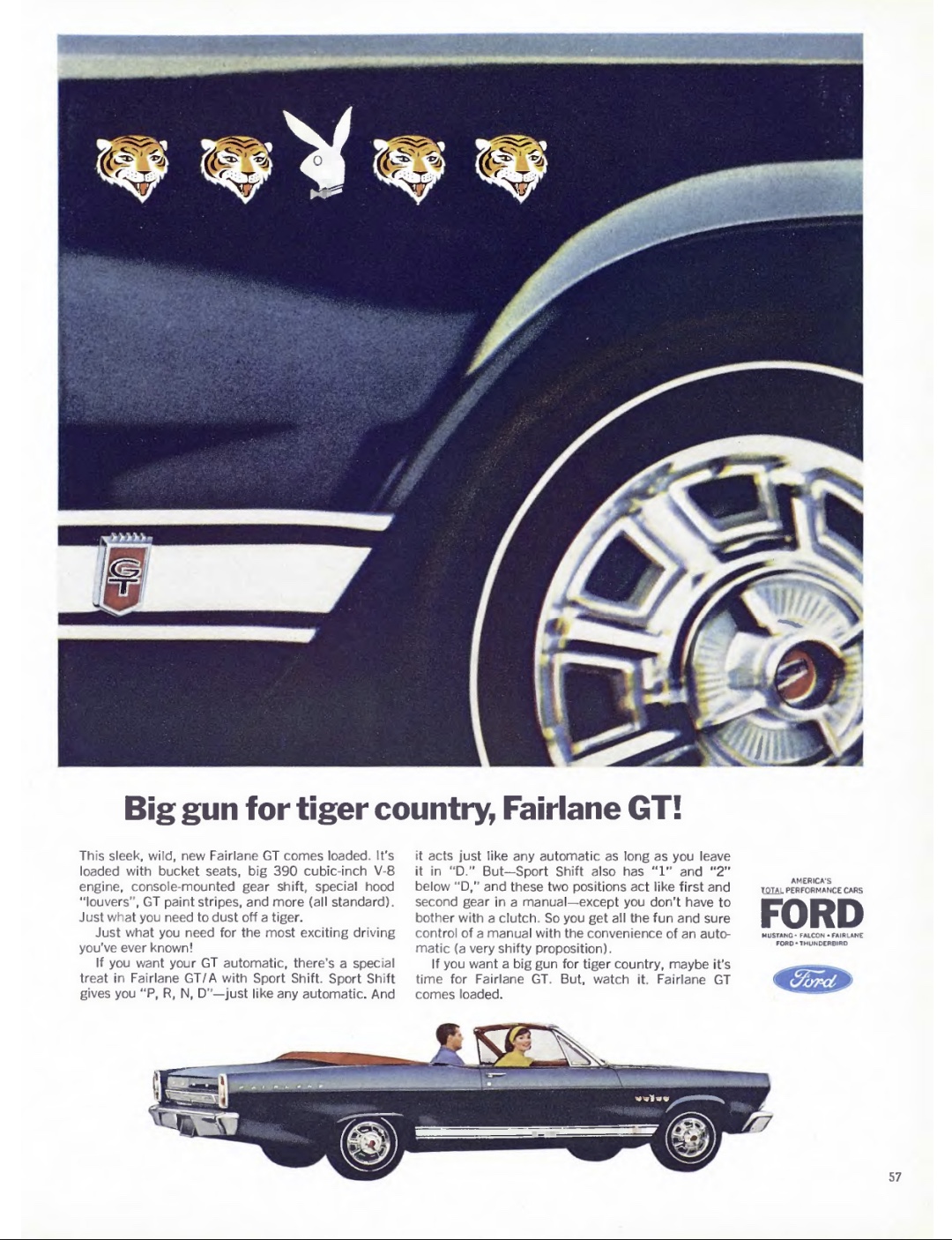 1966 Ford Fairlane GT advertisement from Playboy February 1966
